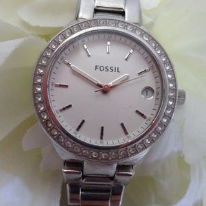 EUC Women's Stainless Steel Fossil Watch Model 251709